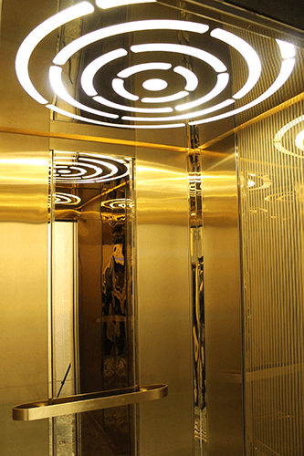 کابین آسانسور استیل طلائی